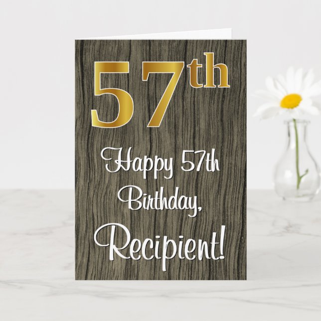 Carte 57e anniversaire : Elégant look d'or Faux #, Faux  (Petite plante)