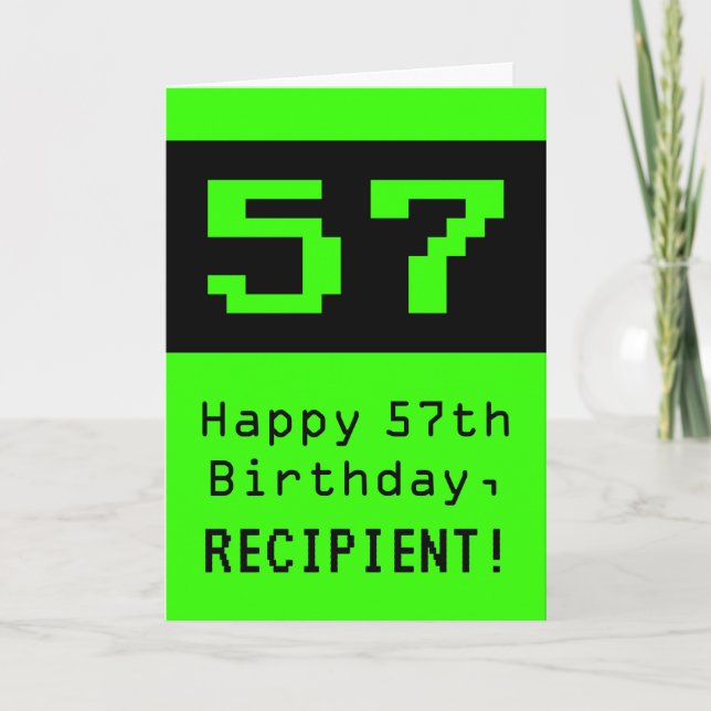 Carte 57e anniversaire : Nerdy / Geeky Style "57" et nom (Devant)