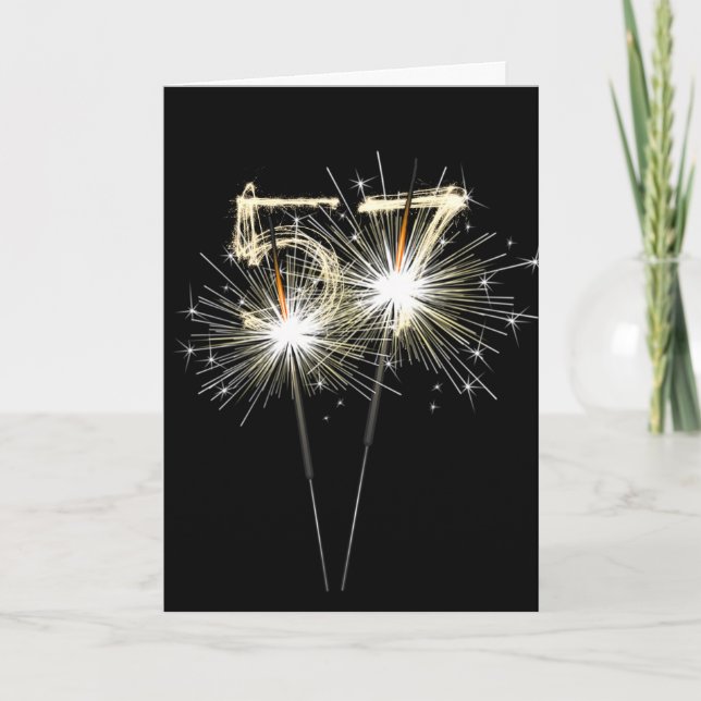 Carte 57e anniversaire Sparklers en noir (Devant)
