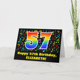 Carte 57e anniversaire : Symboles de musique colorée et 