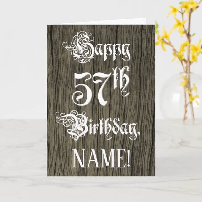 Carte 57e anniversaire : Texte élégant et raffiné; Faux  (Fleur jaune)