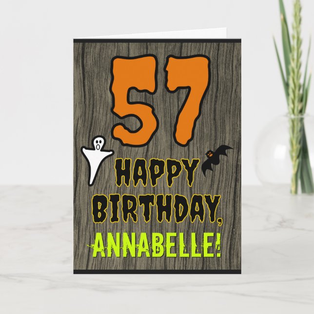 Carte 57e anniversaire : Thème d'Halloween Éffrayant, No (Devant)