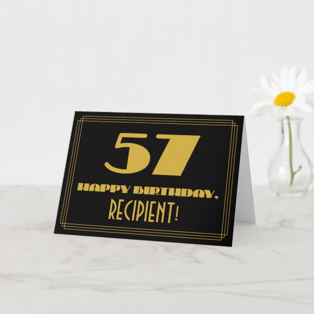 Carte 57ème anniversaire : Nom + Art Déco Inspiré Look " (Petite plante)