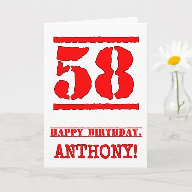 Carte 58e anniversaire : Amusant, Timbre en caoutchouc r (Petite plante)