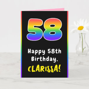 Carte 58e anniversaire : Arc-en-ciel coloré # 58, Nom pe