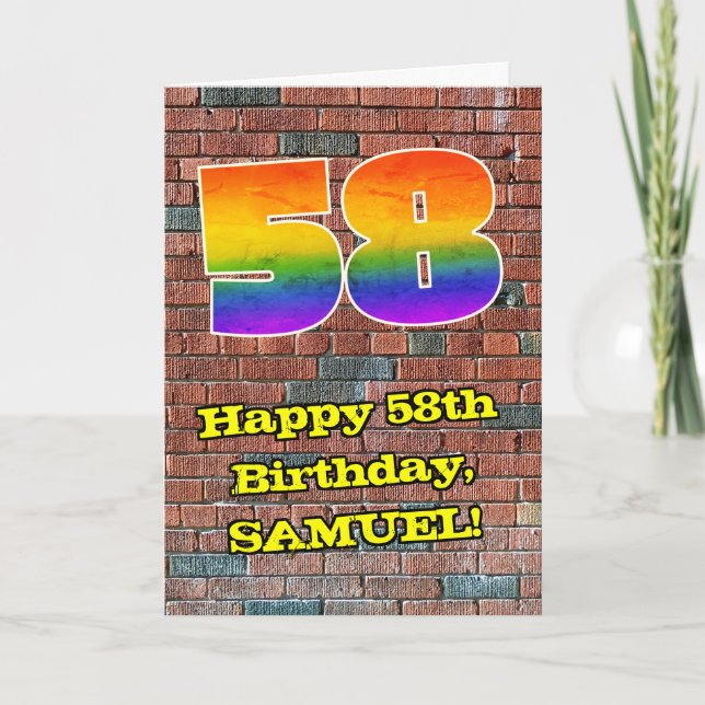 Carte 58e anniversaire : Arc en ciel inspiré par les gra (Devant)