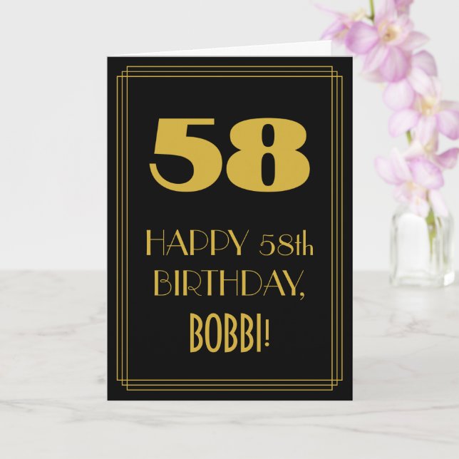Carte 58e anniversaire - Art Déco Inspiré Look "58" & No (Orchidée)