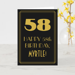 Carte 58e anniversaire ~ Art Déco Inspiré Look "58" & No
