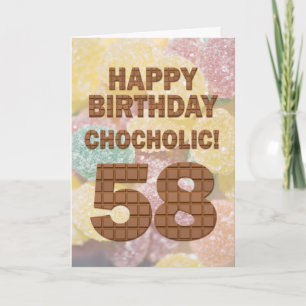 Carte 58e anniversaire au chocolat