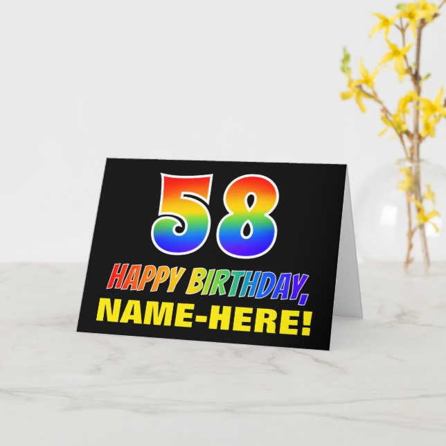 Carte 58e anniversaire : Bold, amusant, simple, arc-en-c (Fleur jaune)