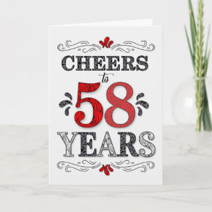 Carte 58e anniversaire Cheers en Motif noir blanc rouge