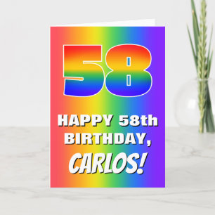 Carte 58e anniversaire : coloré, amusant Motif arc-en-ci