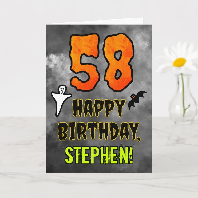 Carte 58e anniversaire : Eerie Halloween Thème + Nom per (Petite plante)