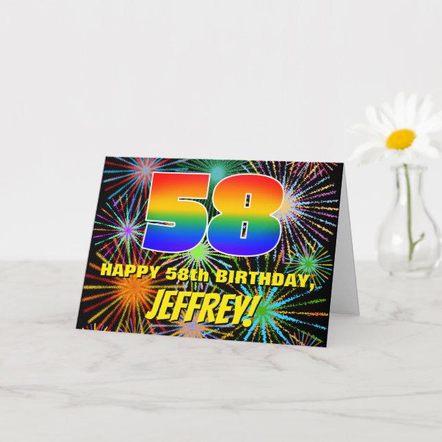 Carte 58e anniversaire : Feu d'artifice festif amusant e (Petite plante)