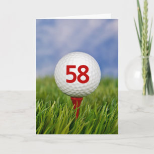 Carte 58e anniversaire Golf Ball on Red Tee