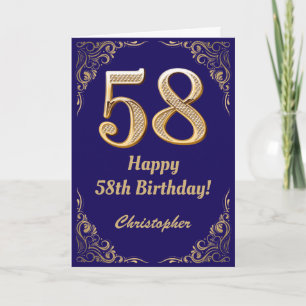 Carte 58e anniversaire Marine Parties scintillant bleu e