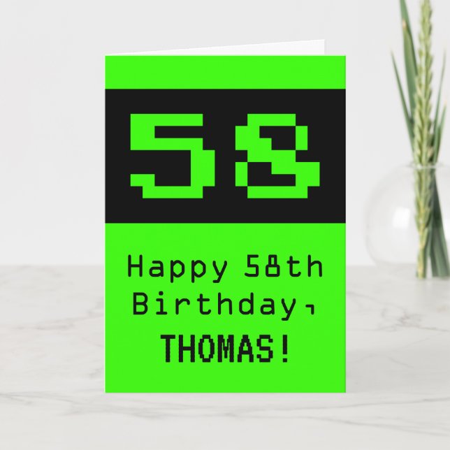 Carte 58e anniversaire : Nerdy / Geeky Style "58" et nom (Devant)