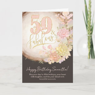 Carte 59 ans et Fabuleux Fleurs Photo Anniversaire Perso