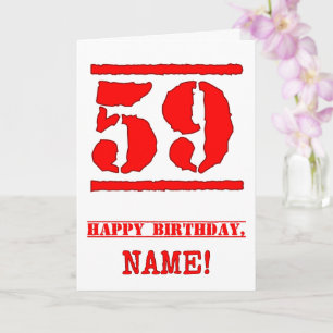 Carte 59e anniversaire : Amusant, Timbre en caoutchouc r
