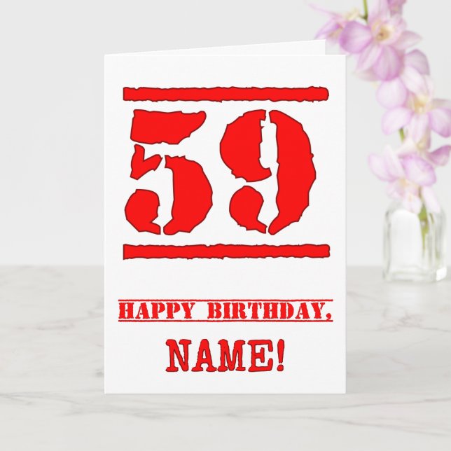 Carte 59e anniversaire : Amusant, Timbre en caoutchouc r (Orchidée)