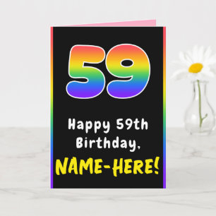 Carte 59e anniversaire : Arc-en-ciel coloré # 59, Nom pe