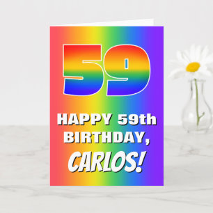 Carte 59e anniversaire : coloré, amusant Motif arc-en-ci