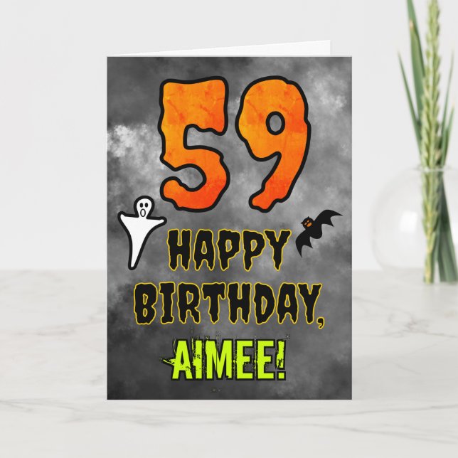 Carte 59e anniversaire : Eerie Halloween Thème + Nom per (Devant)