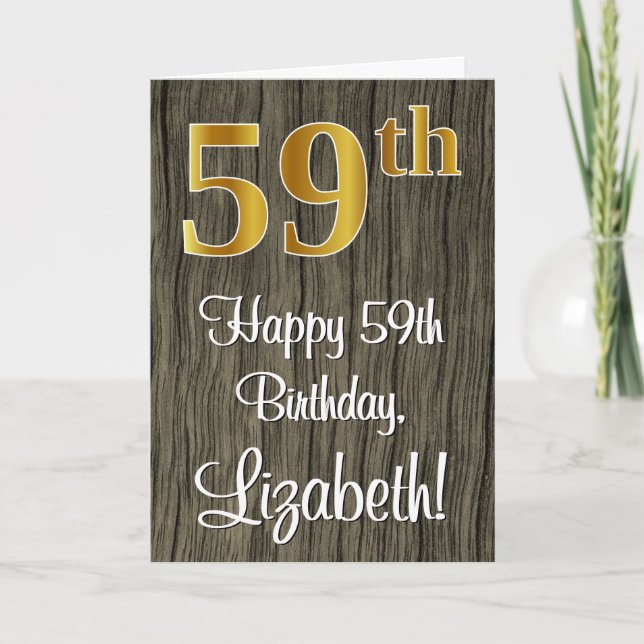 Carte 59e anniversaire : Elégant Faux Gold Look #, Faux  (Devant)