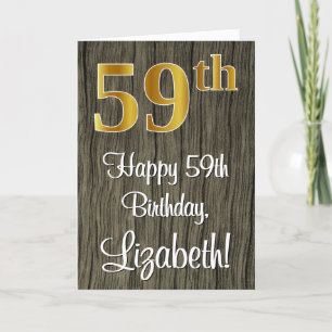 Carte 59e anniversaire : Elégant Faux Gold Look #, Faux 