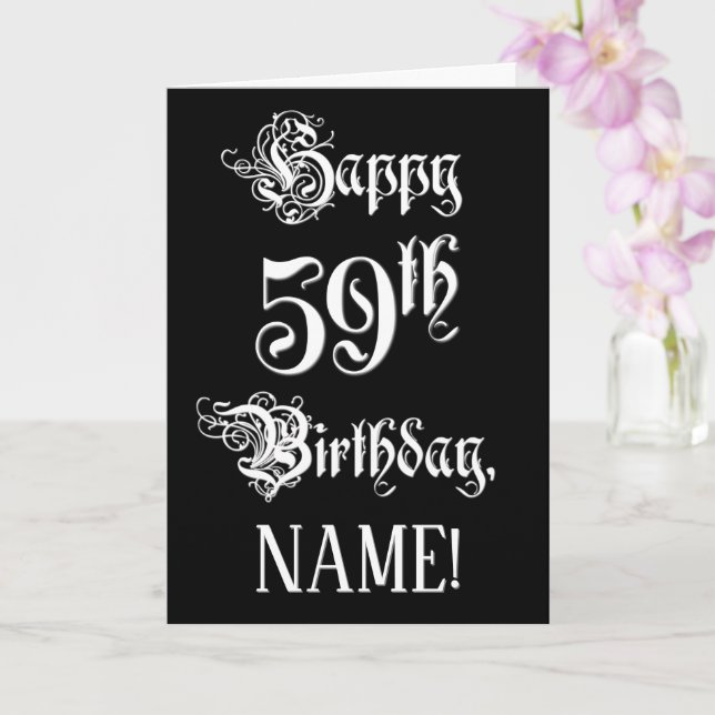 Carte 59e anniversaire : Fancy, Elegant Script + Nom per (Orchidée)