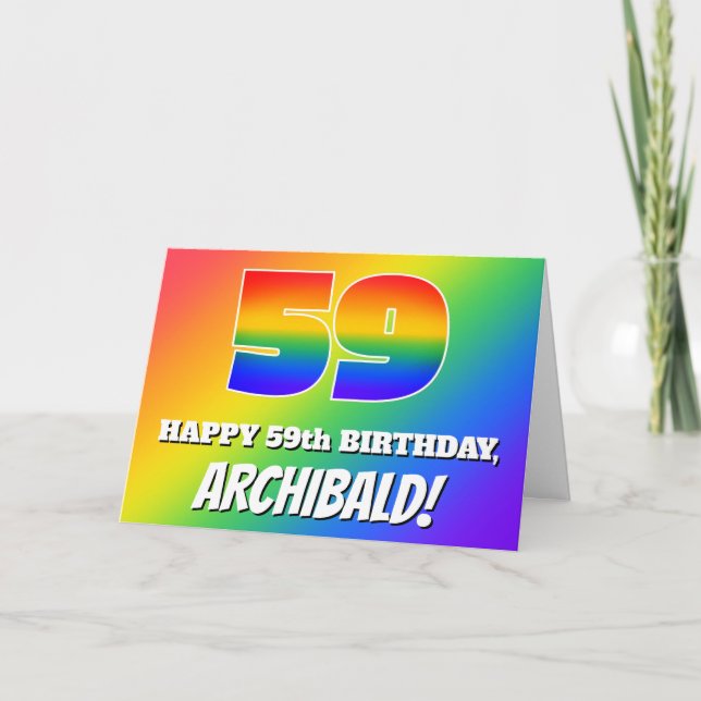 Carte 59e anniversaire : Motif Rainbow multicolore # 59 (Devant)