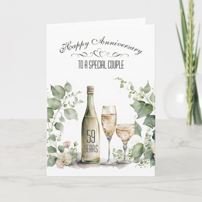 Carte 59th Wedding Anniversary Wine and Ivy   (Devant)