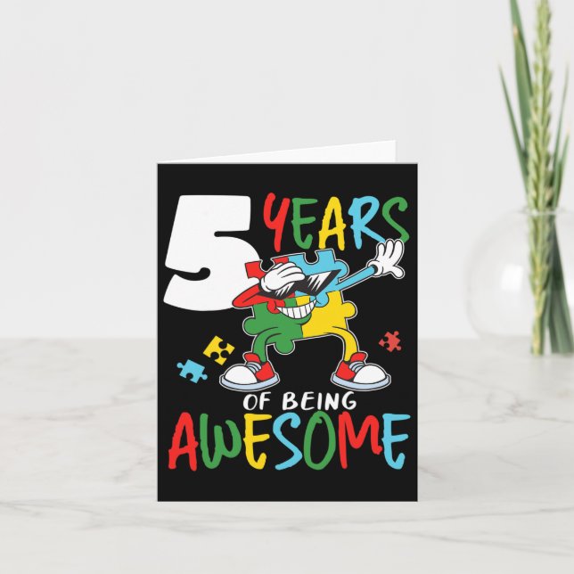 Carte 5 Anniversaire Autiste Garçon Fille Autisme Aware (Devant)