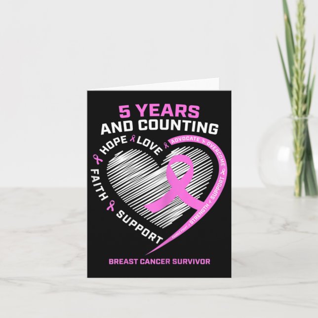Carte 5 ans Cancer du sein Survivant 5 ans Cancer Sans c (Devant)