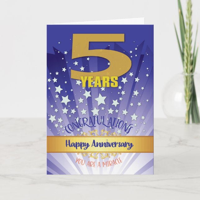 Carte 5 ans de récupération Anniversaire Numéro gras (Devant)