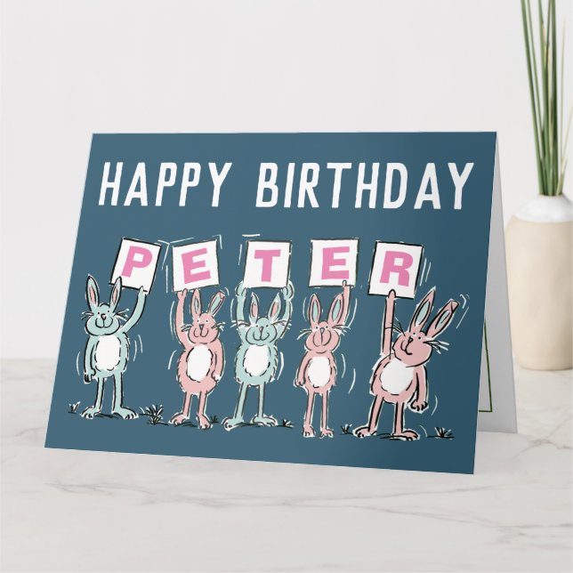 Carte 5 Nom de la lettre Joyeux lapins d'anniversaire (Devant)
