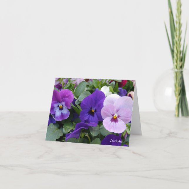 Carte 5 Pansies de lavande violet bleu (Devant)