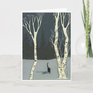 Carte 5"x7" Cat à Snow by Lucia Johnson, Blank in side