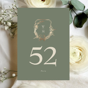 Carte 5 x 7 Classic Sage Cream Gold Crest Numéro de tabl
