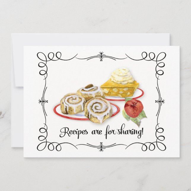 Carte 5 x 7 Fêtes des mariées Recette Desserts Retro (Devant)