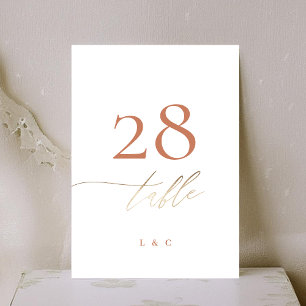 Carte 5 x 7 Terracotta Elegant Mariage Or Numéro de tabl