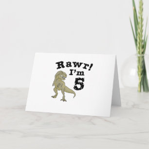 Carte 5e anniversaire Dinosaur cadeau pour 4 ans garçons