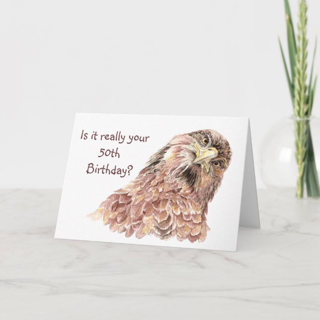 Carte 5E Anniversaire Drôle Isulte Curieux Oiseau (Devant)