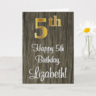Carte 5e anniversaire : Elégant look d'or Faux #, Faux W
