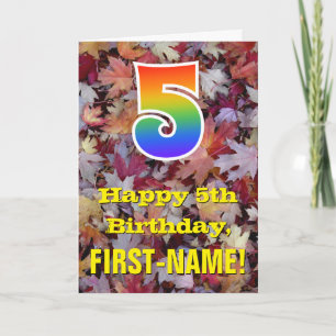 Carte 5e anniversaire; feuilles d'automne rustiques; arc