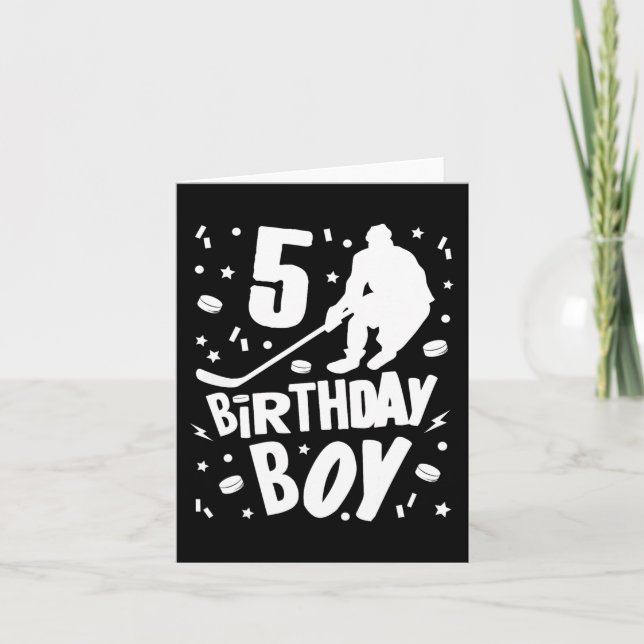 Carte 5e anniversaire Garçon Hockey sur glace Enfants 5  (Devant)