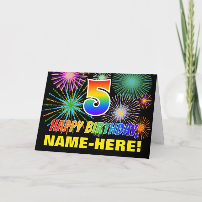 Carte 5e anniversaire : Gras, Amusement, Feu d'artifice, (Devant)