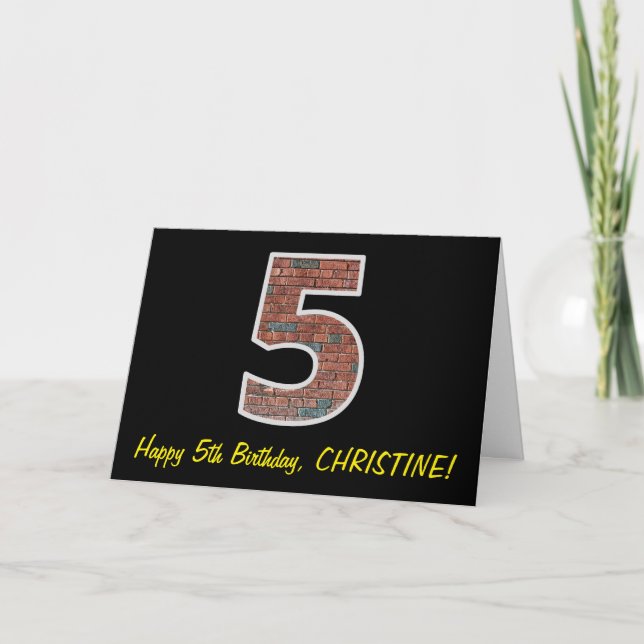 Carte 5e anniversaire - Motif de mur de briques "5" avec (Devant)