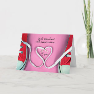 Carte 5e anniversaire Shoestrary Coeur et Basket