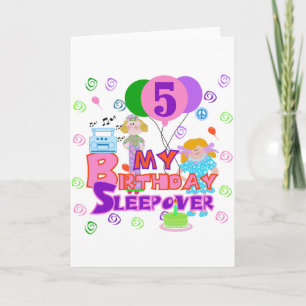 Carte 5e anniversaire Sleepover T-shirts et cadeaux